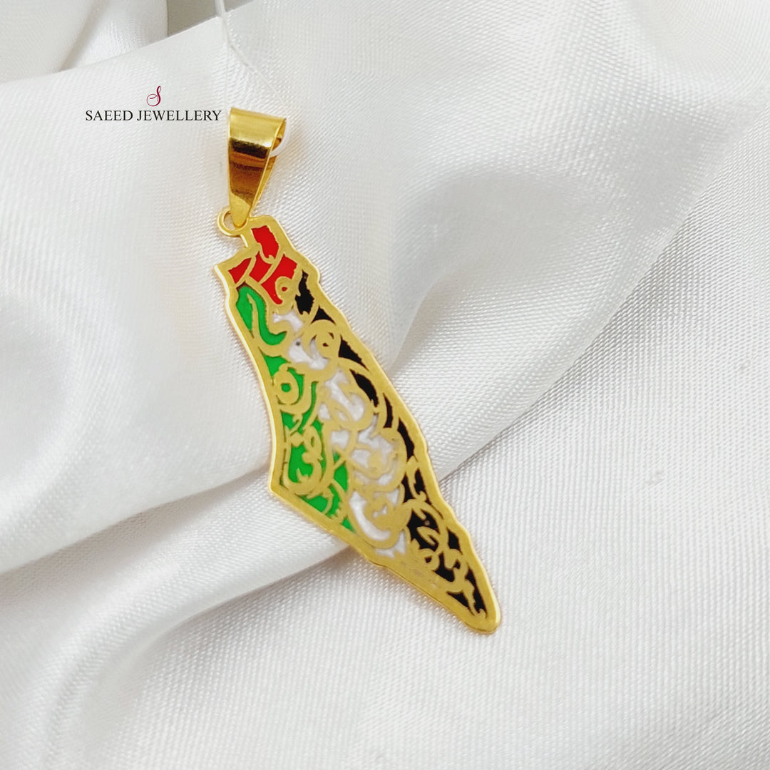 Enameled Palestine Pendant  Made Of 21K Yellow Gold by Saeed Jewelry-29487