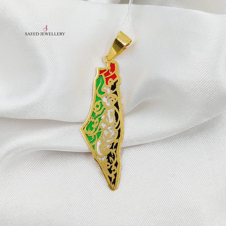 Enameled Palestine Pendant  Made Of 21K Yellow Gold by Saeed Jewelry-29487