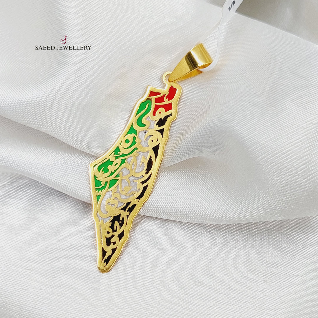 Enameled Palestine Pendant  Made Of 21K Yellow Gold by Saeed Jewelry-29487