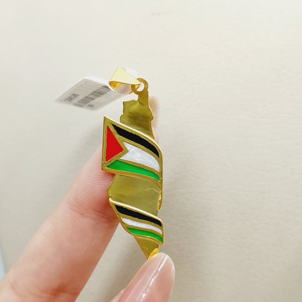 Enameled Palestine Pendant  Made Of 21K Yellow Gold by Saeed Jewelry-29536