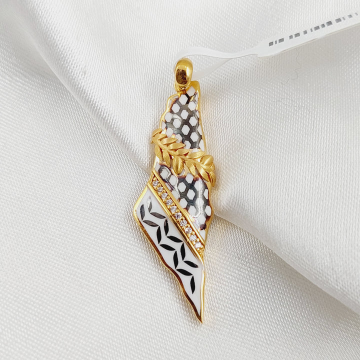 Enameled Palestine Pendant  Made Of 21K Yellow Gold by Saeed Jewelry-29537