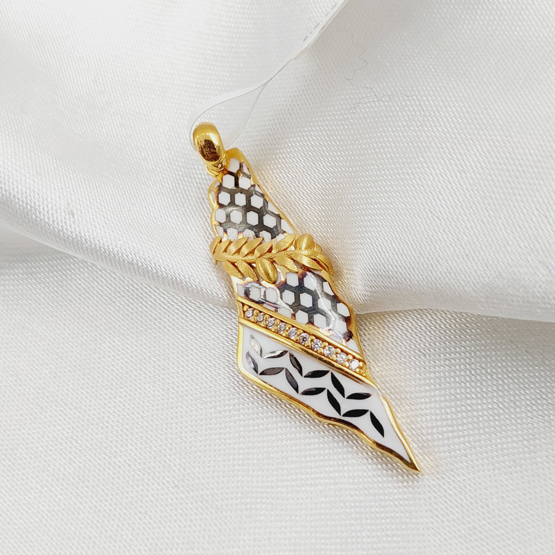 Enameled Palestine Pendant  Made Of 21K Yellow Gold by Saeed Jewelry-29537