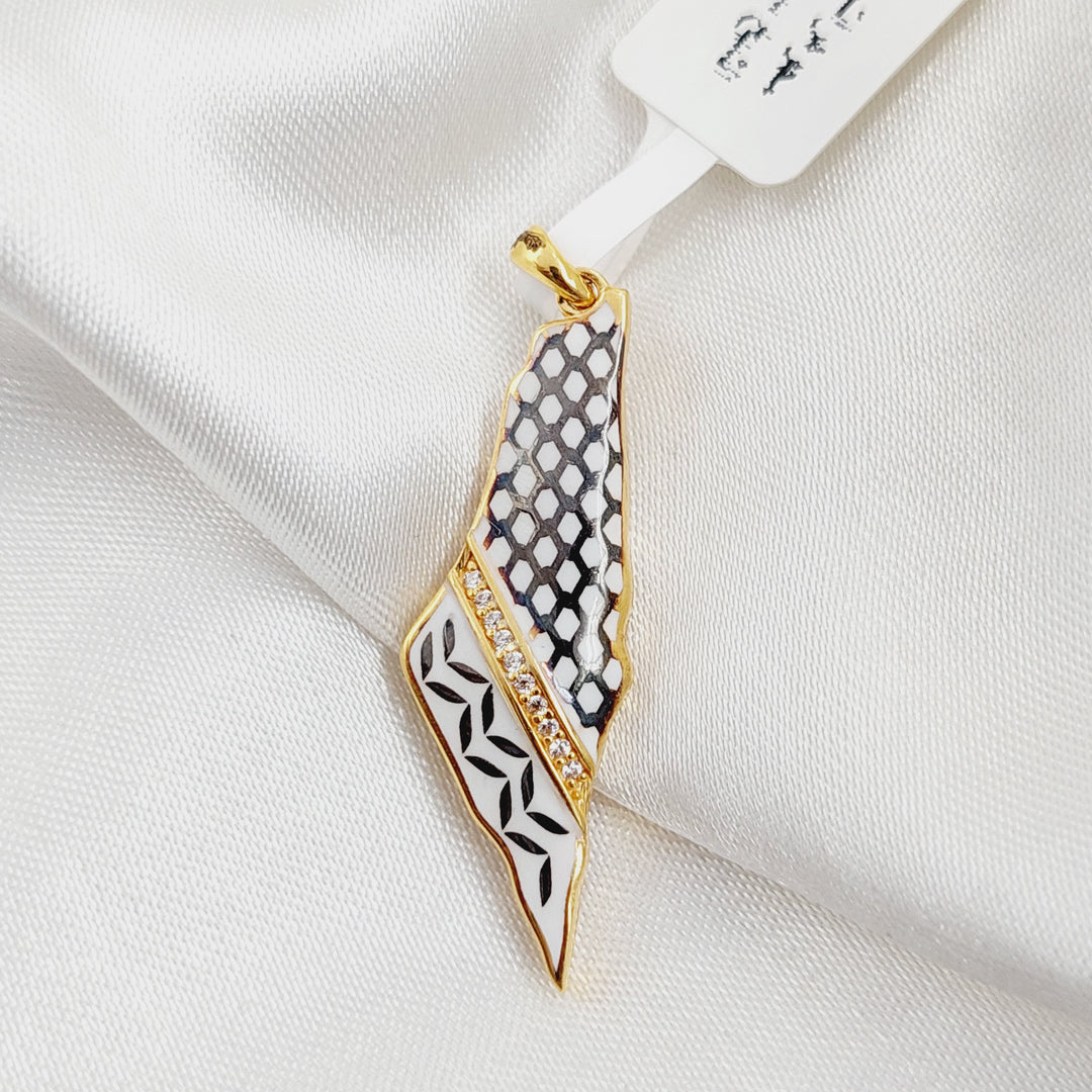 Enameled Palestine Pendant  Made Of 21K Yellow Gold by Saeed Jewelry-29538