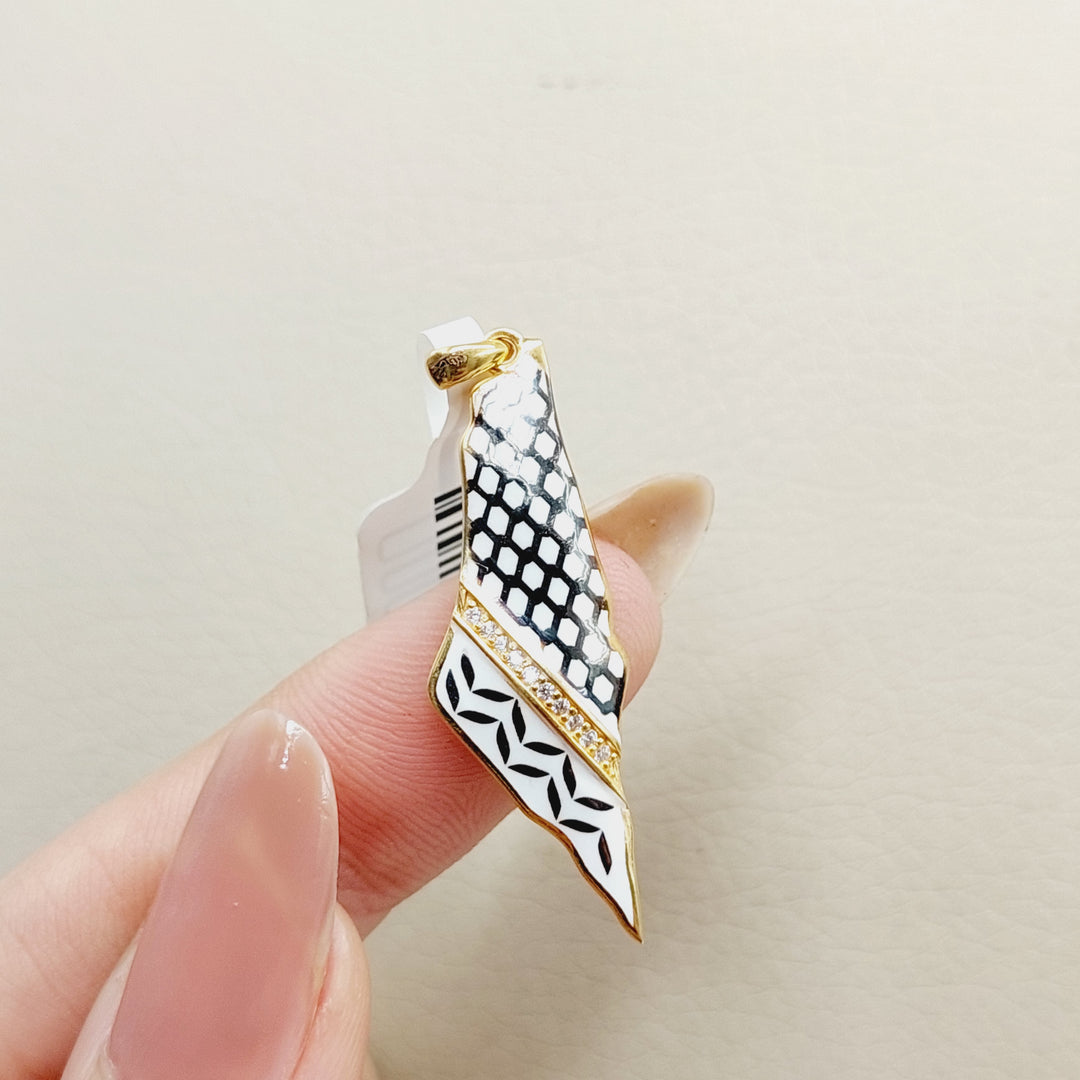 Enameled Palestine Pendant  Made Of 21K Yellow Gold by Saeed Jewelry-29538