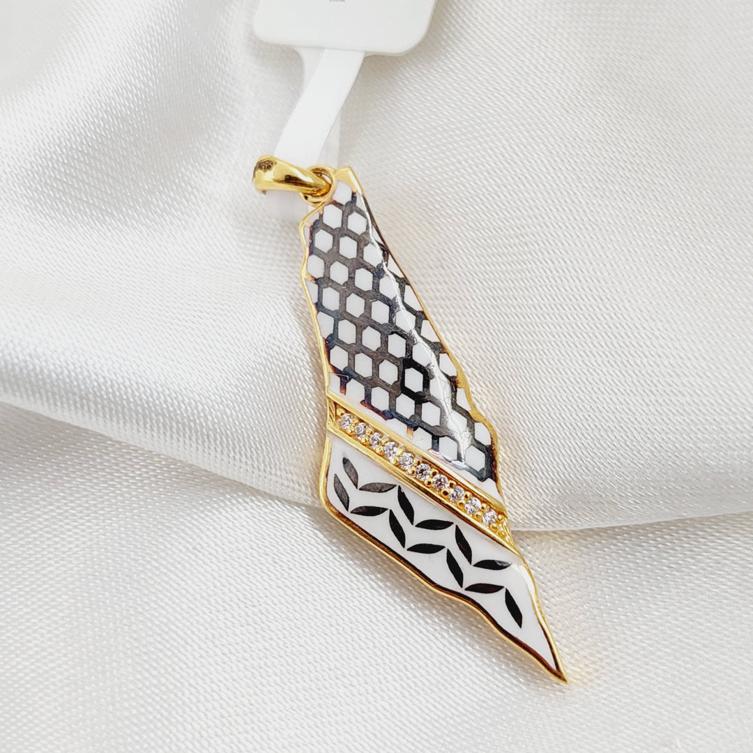 Enameled Palestine Pendant  Made Of 21K Yellow Gold by Saeed Jewelry-29538
