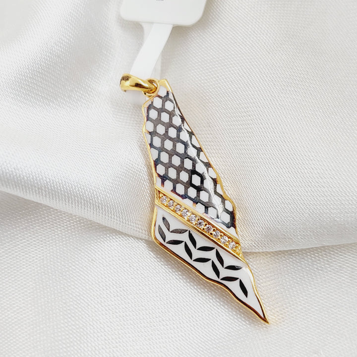 Enameled Palestine Pendant  Made Of 21K Yellow Gold by Saeed Jewelry-29538