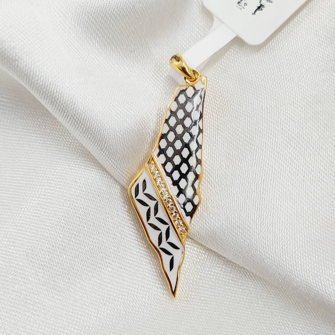 Enameled Palestine Pendant  Made Of 21K Yellow Gold by Saeed Jewelry-29538