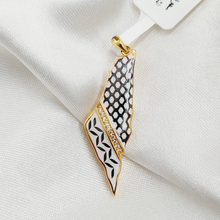 Enameled Palestine Pendant  Made Of 21K Yellow Gold by Saeed Jewelry-29538