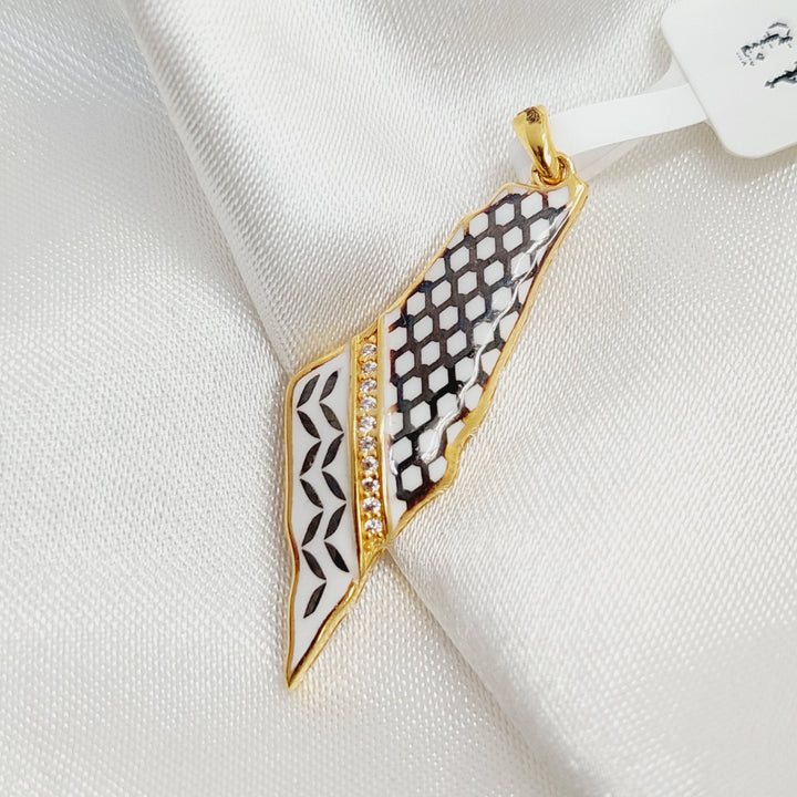 Enameled Palestine Pendant  Made Of 21K Yellow Gold by Saeed Jewelry-29538