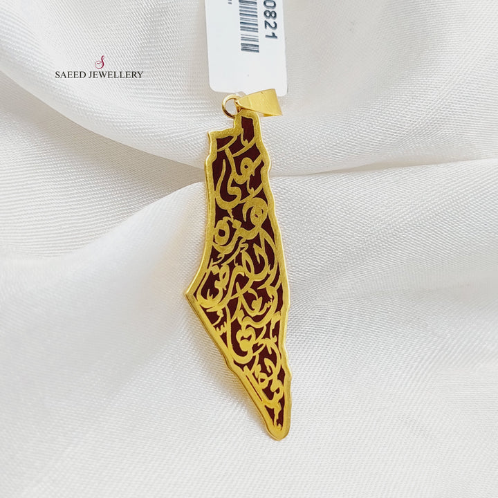 Enameled Palestine Pendant  Made of 21K Yellow Gold by Saeed Jewelry-30821