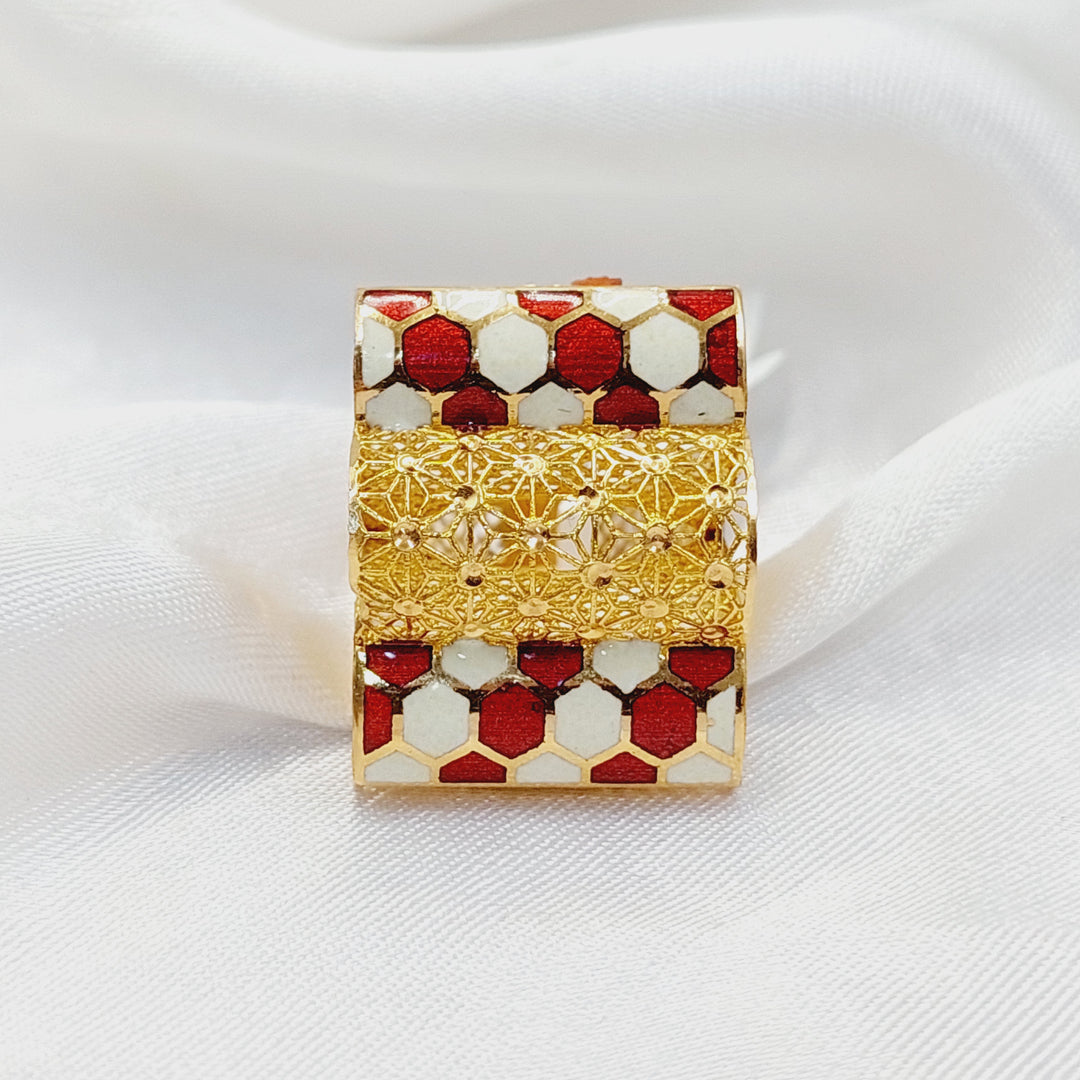 Enameled Pyramid Ring Made Of 21K Yellow Gold
<br> by Saeed Jewelry-30737