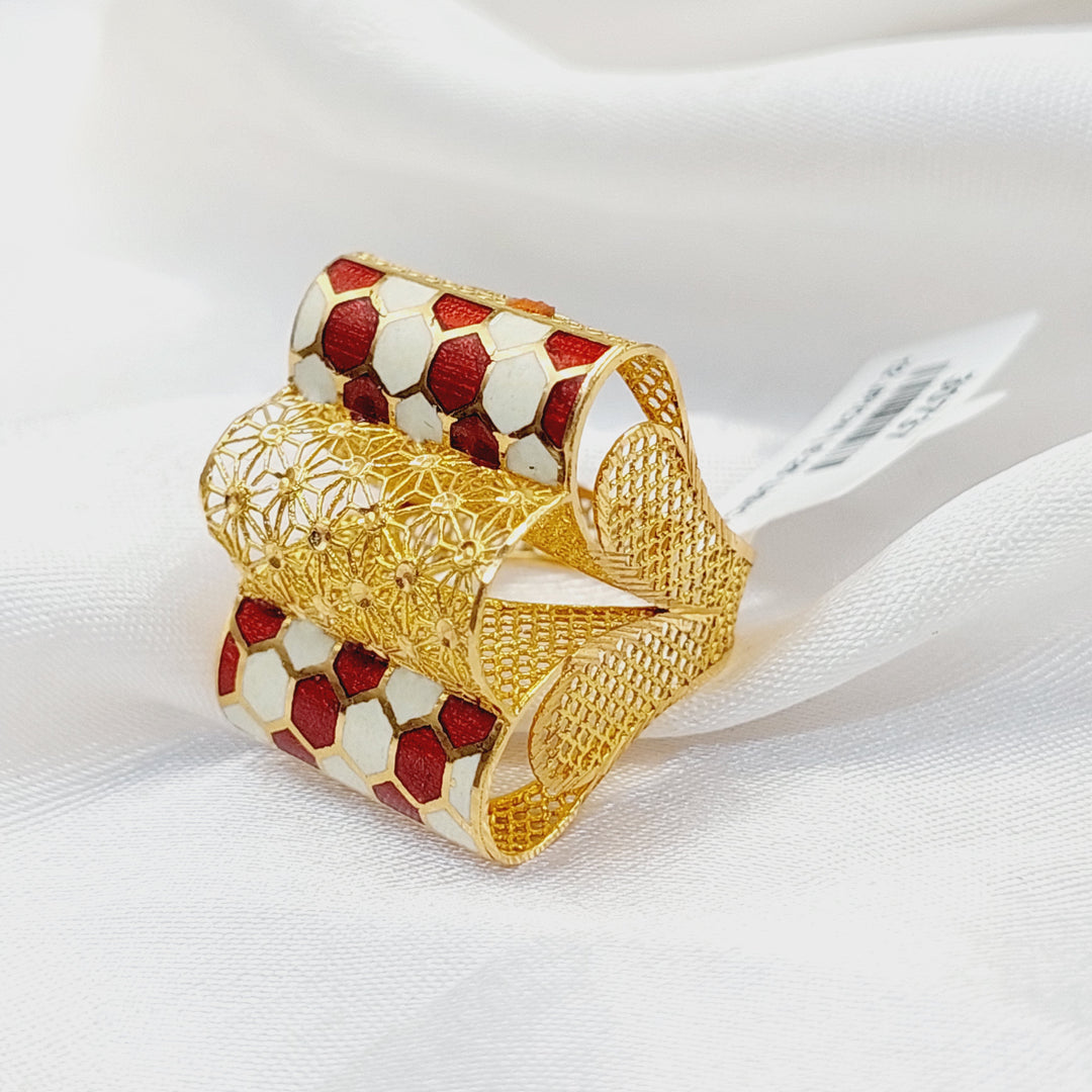 Enameled Pyramid Ring Made Of 21K Yellow Gold
<br> by Saeed Jewelry-30737
