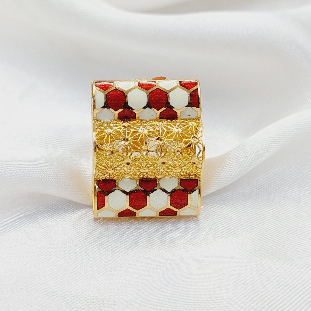 Enameled Pyramid Ring Made Of 21K Yellow Gold
<br> by Saeed Jewelry-30737