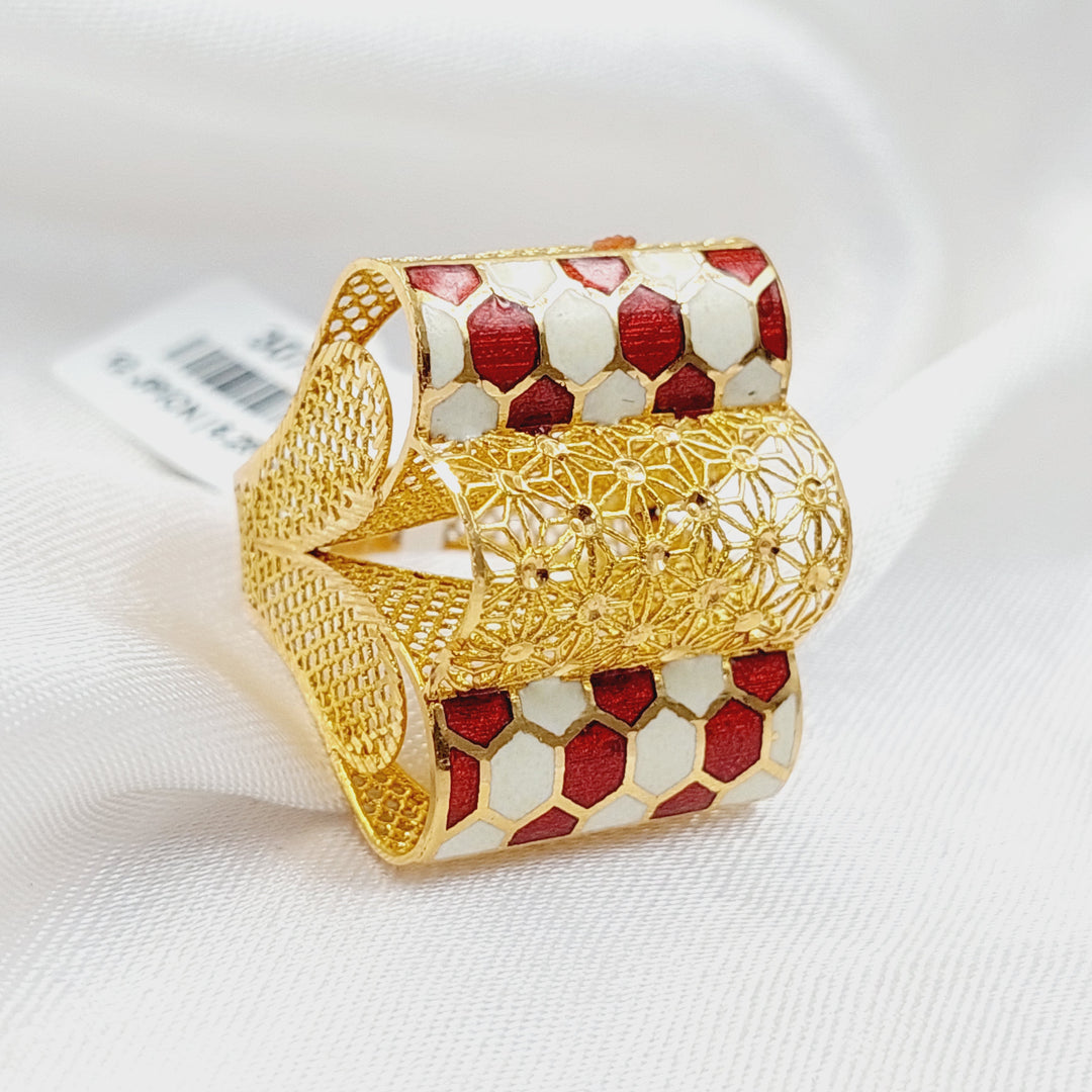 Enameled Pyramid Ring Made Of 21K Yellow Gold
<br> by Saeed Jewelry-30737