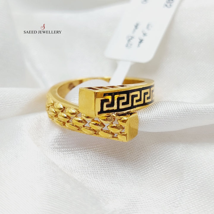 Enameled Pyramid Ring  Made Of 21K Yellow Gold by Saeed Jewelry-29067