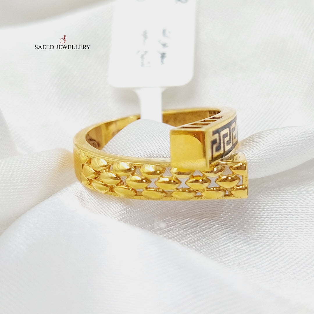Enameled Pyramid Ring  Made Of 21K Yellow Gold by Saeed Jewelry-29067