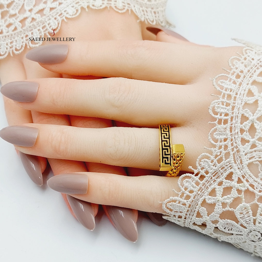 Enameled Pyramid Ring  Made Of 21K Yellow Gold by Saeed Jewelry-29067