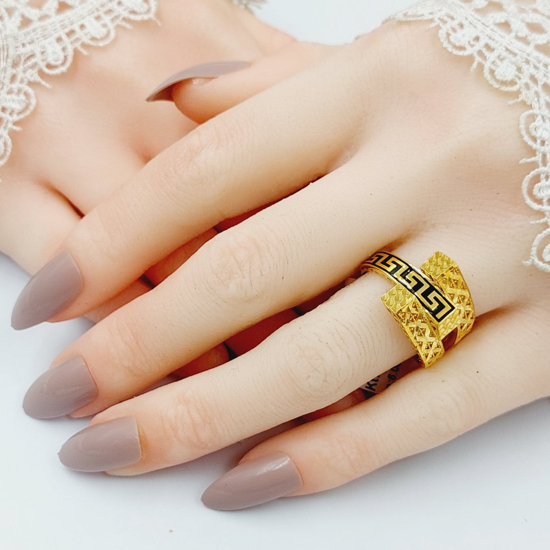 Enameled Pyramid Ring  Made Of 21K Yellow Gold by Saeed Jewelry-29842