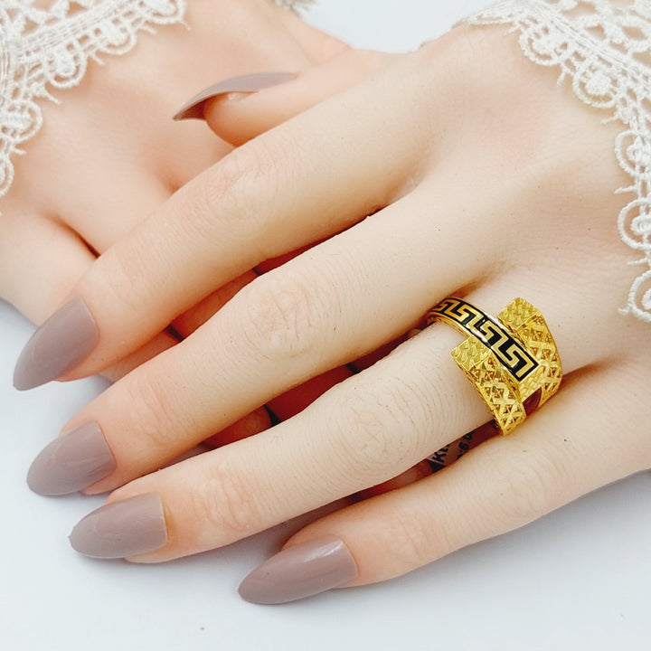 Enameled Pyramid Ring  Made Of 21K Yellow Gold by Saeed Jewelry-29842