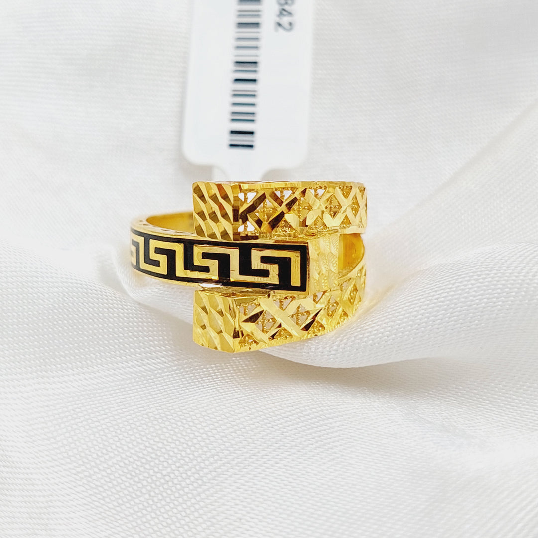 Enameled Pyramid Ring  Made Of 21K Yellow Gold by Saeed Jewelry-29842