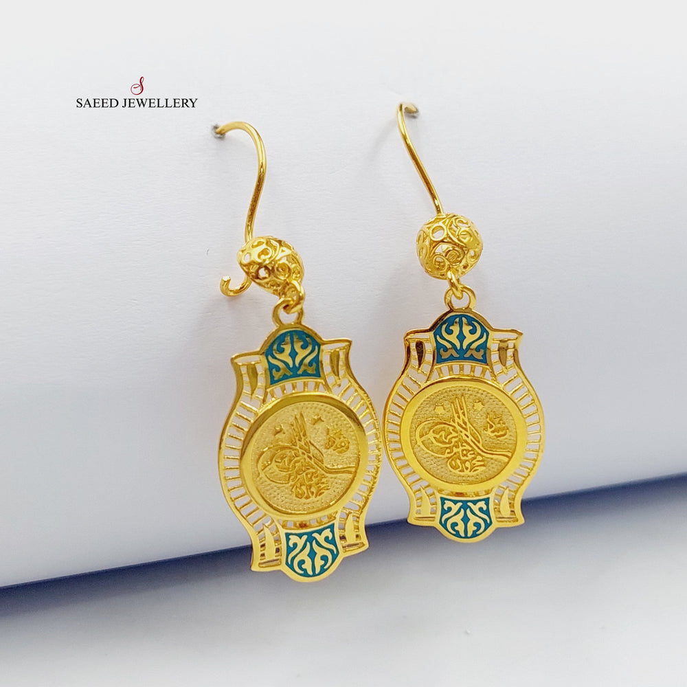 Enameled Rashadi Earrings Made Of 21K Yellow Gold by Saeed Jewelry-27661