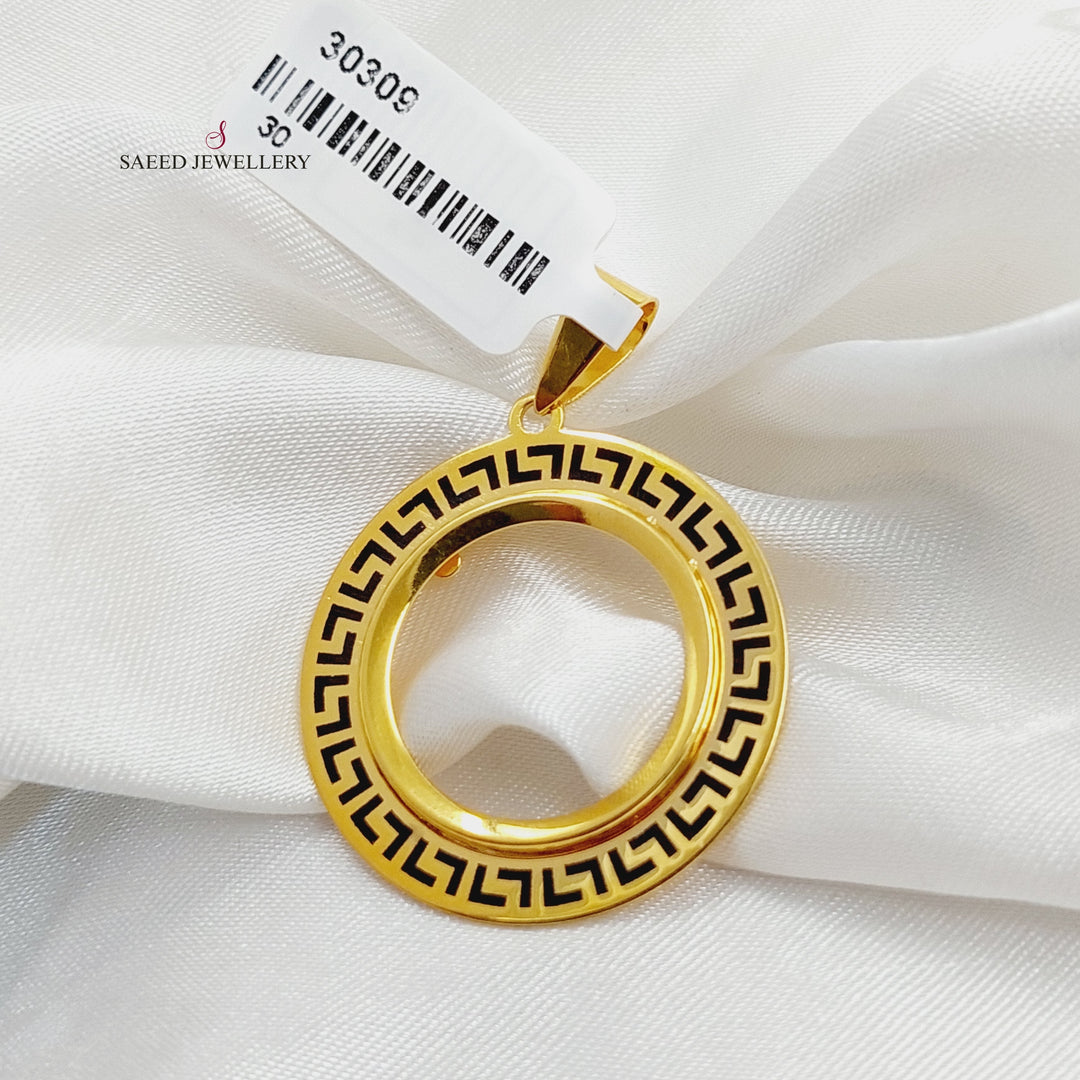 Enameled Rashadi Frame Pendant  Made Of 21K Yellow Gold by Saeed Jewelry-30309