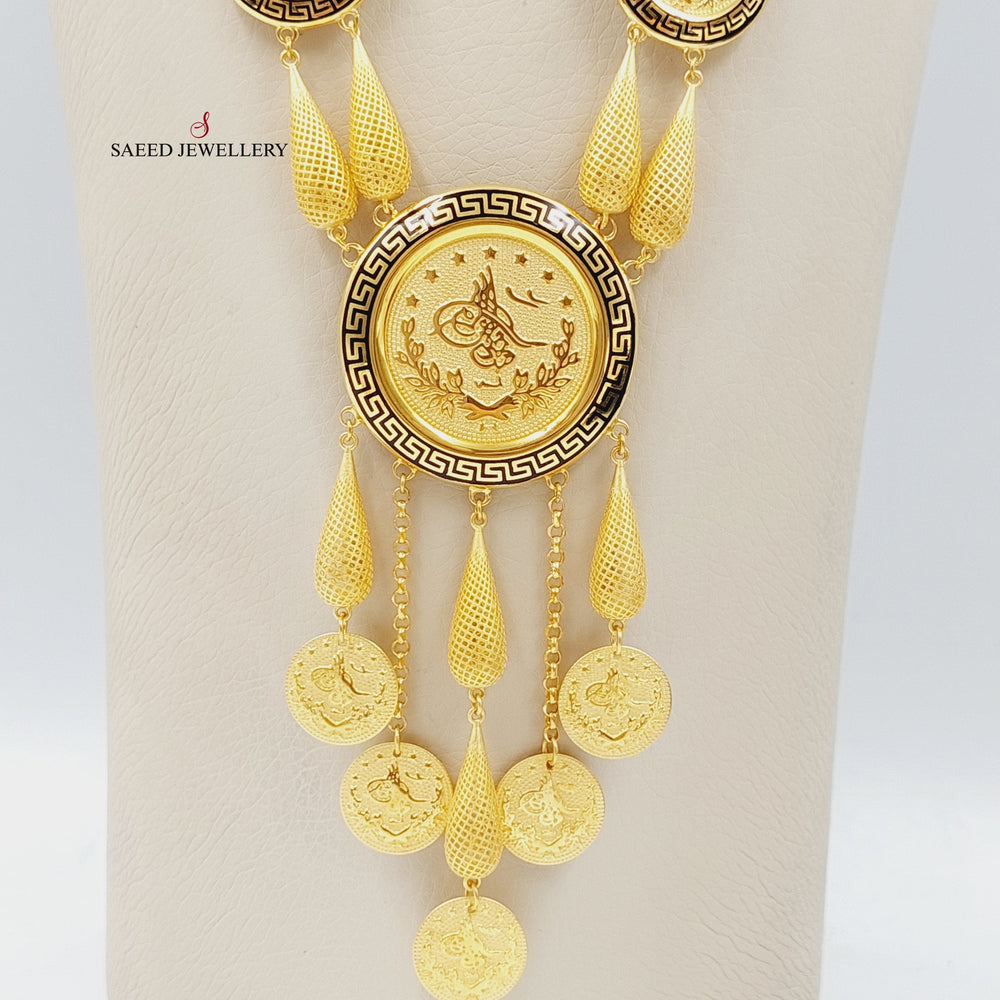 Enameled Rashadi Long Necklace Made Of 21K Yellow Gold by Saeed Jewelry-27633