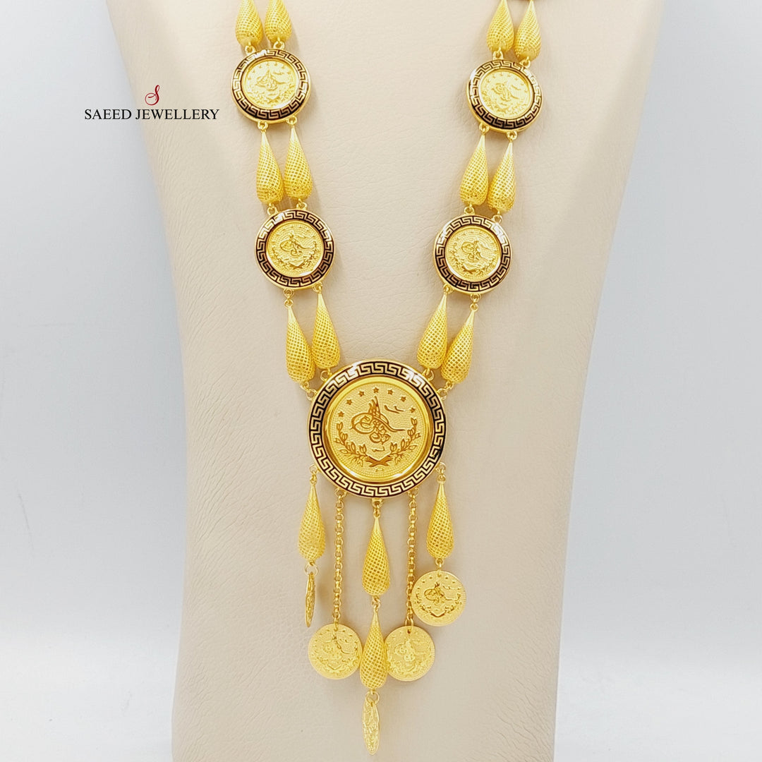 Enameled Rashadi Long Necklace Made Of 21K Yellow Gold by Saeed Jewelry-27633