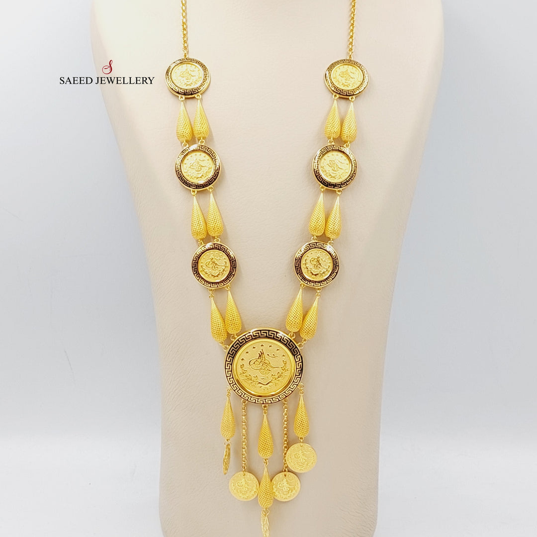 Enameled Rashadi Long Necklace Made Of 21K Yellow Gold by Saeed Jewelry-27633