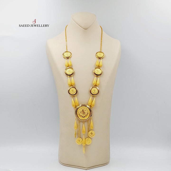 Enameled Rashadi Long Necklace Made Of 21K Yellow Gold by Saeed Jewelry-27633