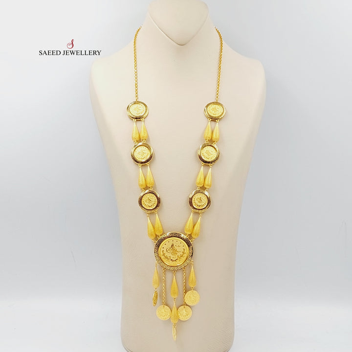 Enameled Rashadi Long Necklace Made Of 21K Yellow Gold by Saeed Jewelry-27633