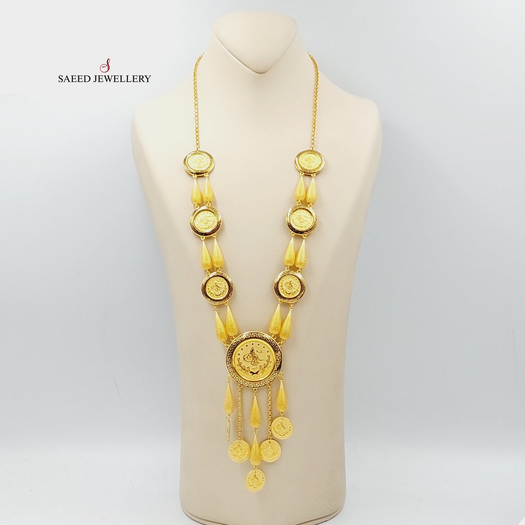 Enameled Rashadi Long Necklace Made Of 21K Yellow Gold by Saeed Jewelry-27633