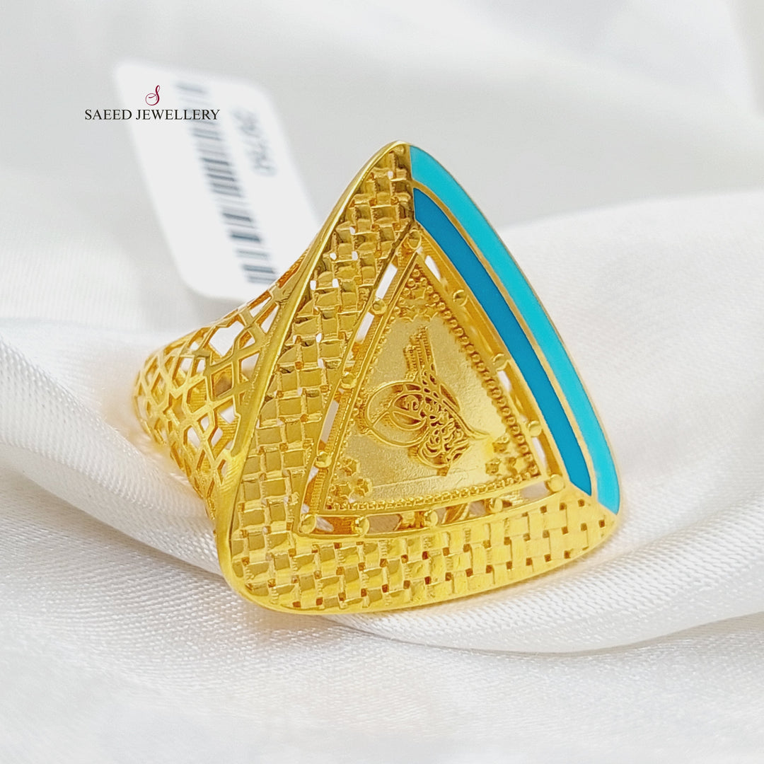 Enameled Rashadi Ring  Made Of 21K Yellow Gold by Saeed Jewelry-29750