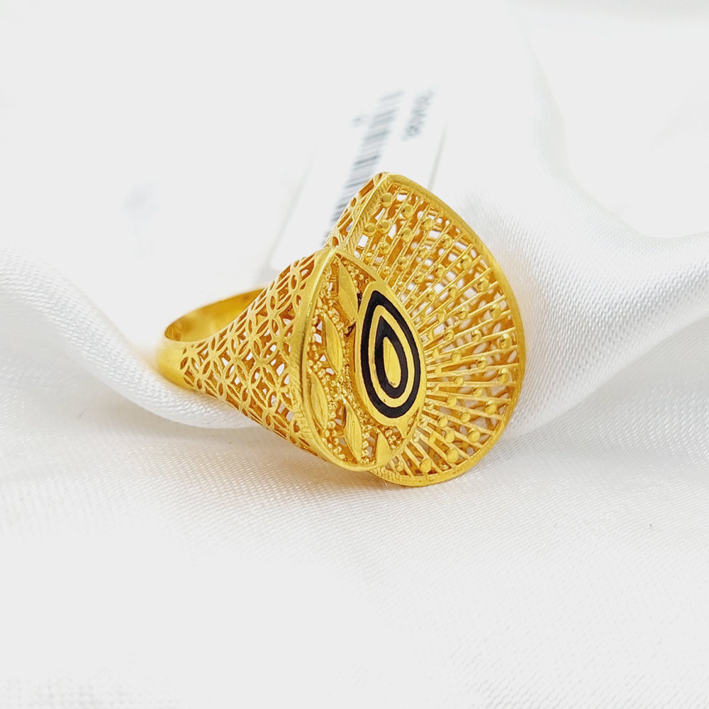 Enameled Rose Ring  Made Of 21K Yellow Gold by Saeed Jewelry-30498