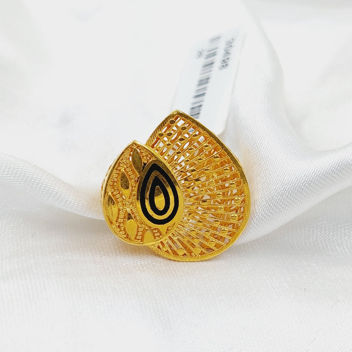 Enameled Rose Ring  Made Of 21K Yellow Gold by Saeed Jewelry-30498