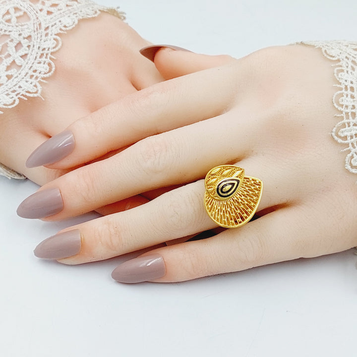 Enameled Rose Ring  Made Of 21K Yellow Gold by Saeed Jewelry-30498