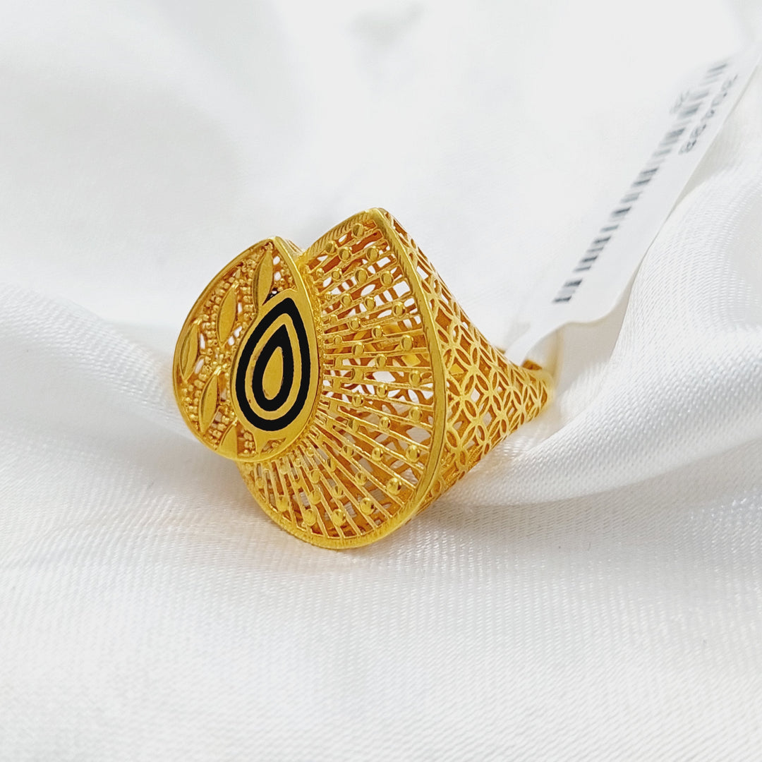 Enameled Rose Ring  Made Of 21K Yellow Gold by Saeed Jewelry-30498