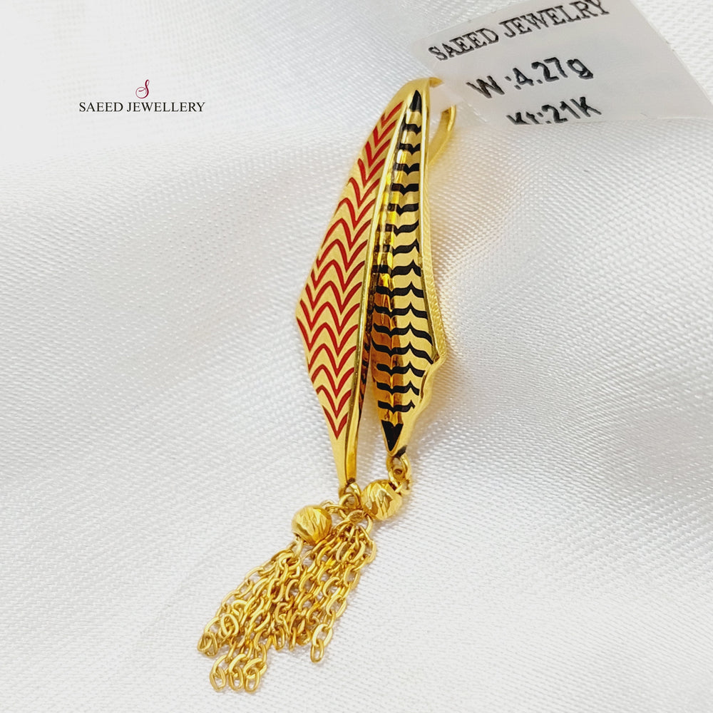 Enameled Scarf Pendant  Made of 21K Yellow Gold by Saeed Jewelry-30819