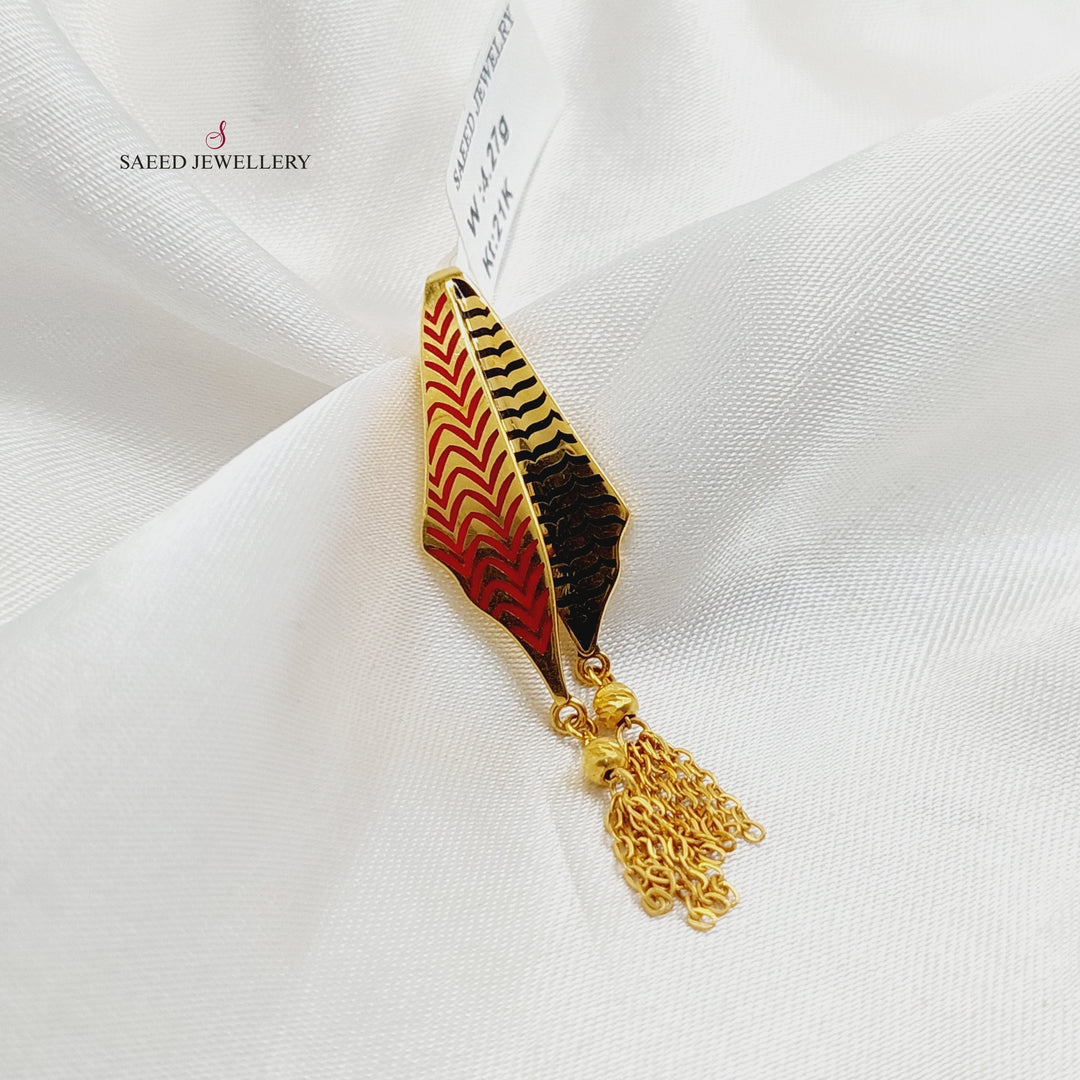 Enameled Scarf Pendant  Made of 21K Yellow Gold by Saeed Jewelry-30819