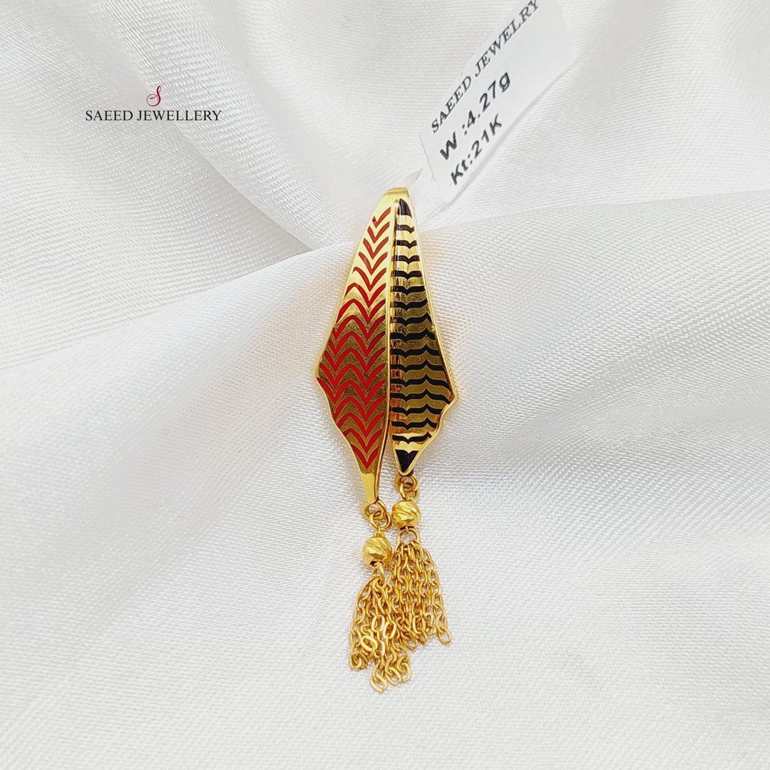 Enameled Scarf Pendant  Made of 21K Yellow Gold by Saeed Jewelry-30819