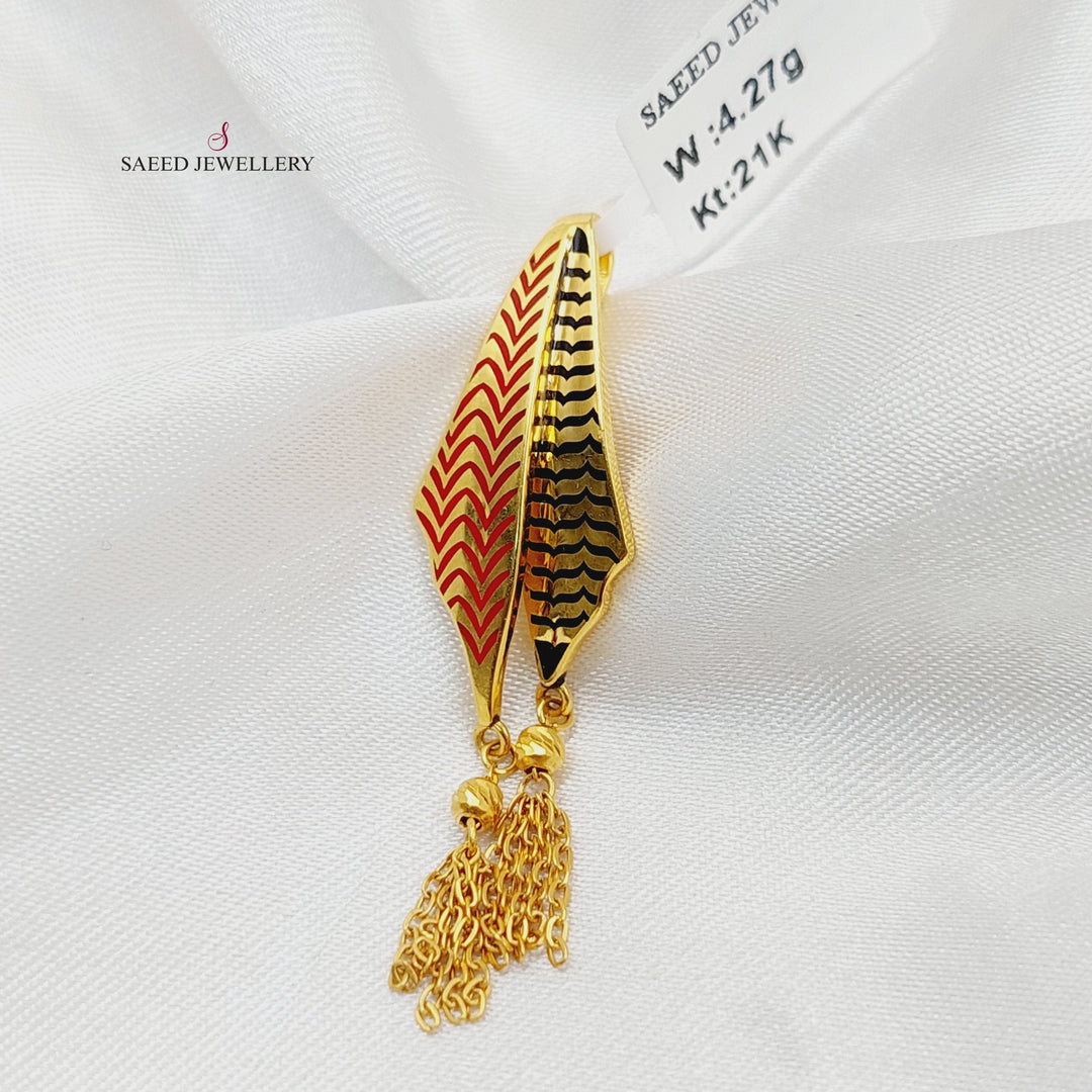 Enameled Scarf Pendant  Made of 21K Yellow Gold by Saeed Jewelry-30819