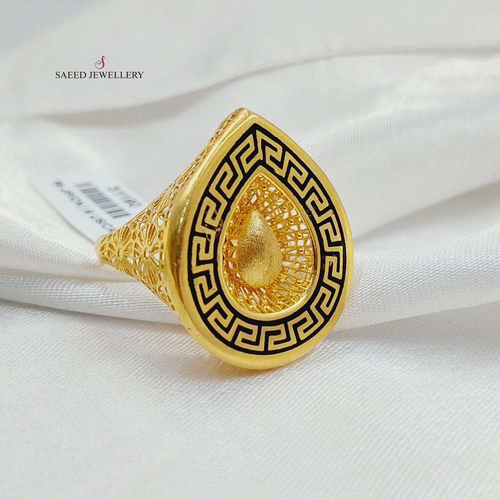 Enameled Tears Ring  Made of 21K Yellow Gold by Saeed Jewelry-21k-ring-31190