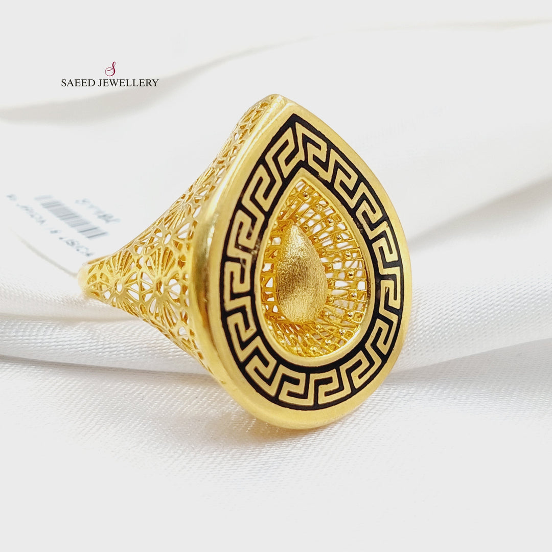 Enameled Tears Ring  Made of 21K Yellow Gold by Saeed Jewelry-21k-ring-31190