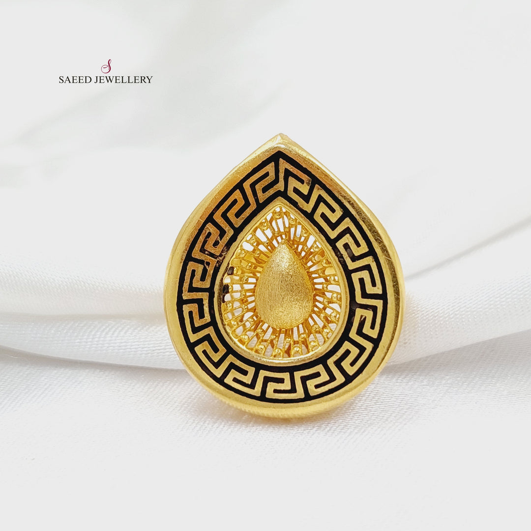 Enameled Tears Ring  Made of 21K Yellow Gold by Saeed Jewelry-21k-ring-31190