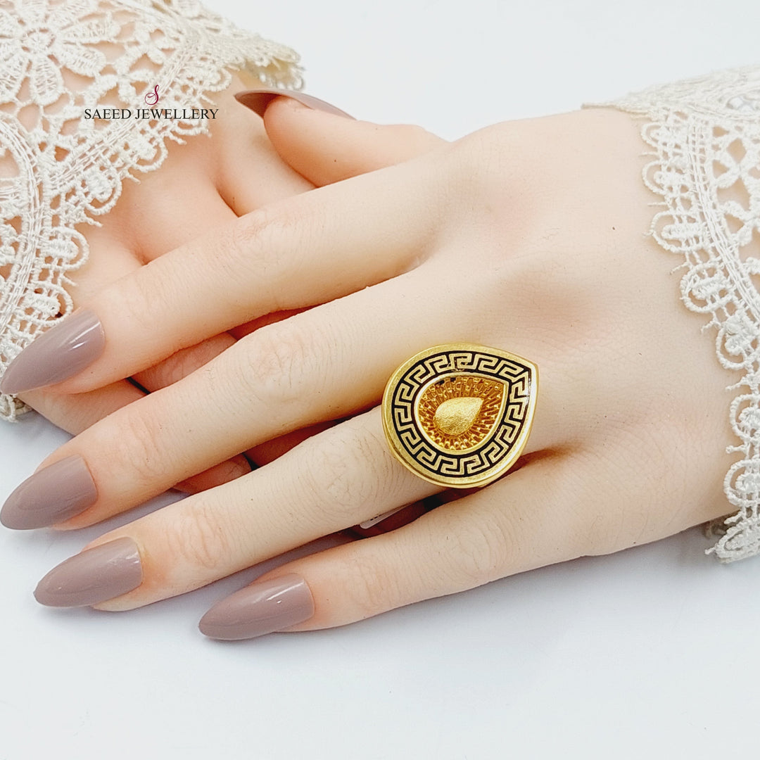 Enameled Tears Ring  Made of 21K Yellow Gold by Saeed Jewelry-21k-ring-31190