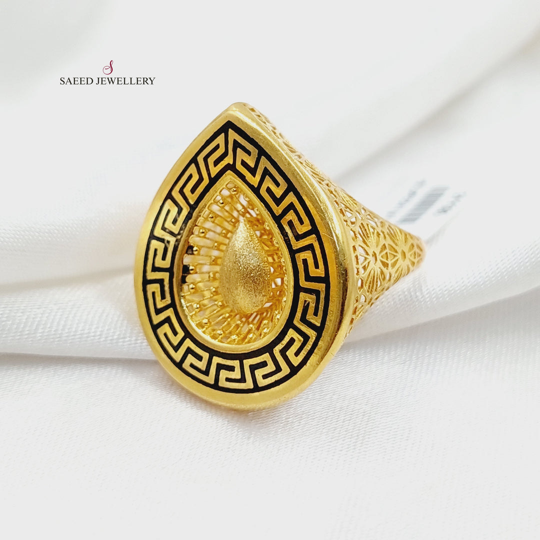 Enameled Tears Ring  Made of 21K Yellow Gold by Saeed Jewelry-21k-ring-31190