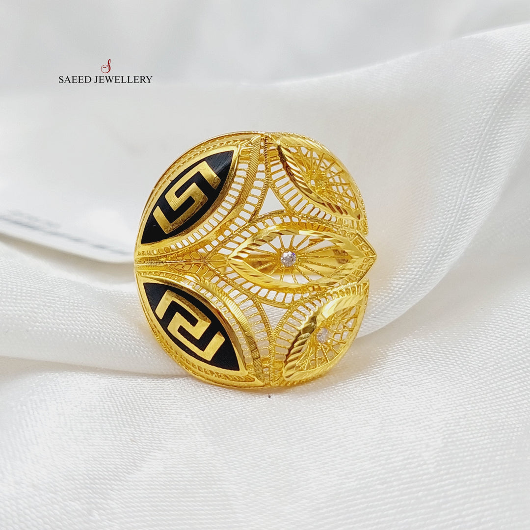 Enameled Virna Ring Made Of 21K Yellow Gold by Saeed Jewelry-27570