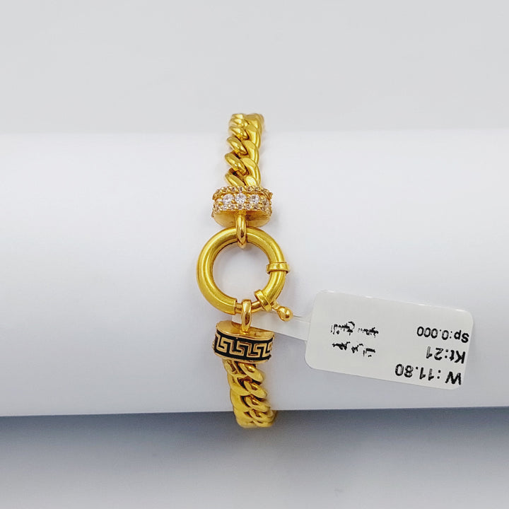 Enameled &amp;amp; Zircon Studded Cuban Links Bracelet  Made Of 21K Yellow Gold by Saeed Jewelry-29413
