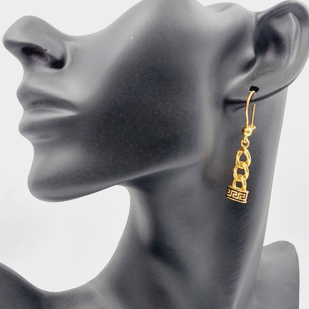 Enameled &amp;amp; Zircon Studded Cuban Links Earrings  Made Of 21K Yellow Gold by Saeed Jewelry-29417