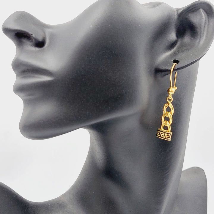 Enameled &amp;amp; Zircon Studded Cuban Links Earrings  Made Of 21K Yellow Gold by Saeed Jewelry-29417